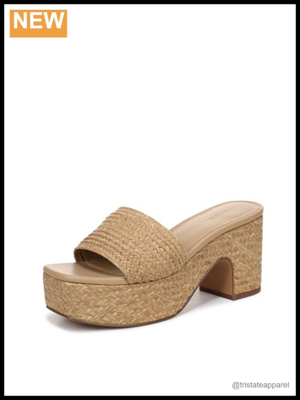 Faux Raffia Platform Slide Sandals Open Toe Slip On Heels